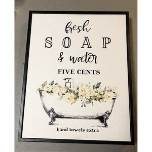 Stupell Industries Fresh Soap And Water Bath Tub Bathroom Design Framed Art